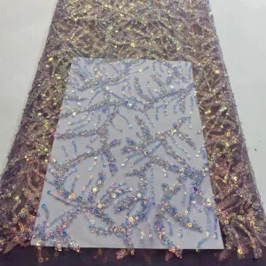 5 YARDS / 12 COLORS / Joumana Beaded Embroidery Glitter Mesh Lace  Party Prom Bridal Dress Fabric