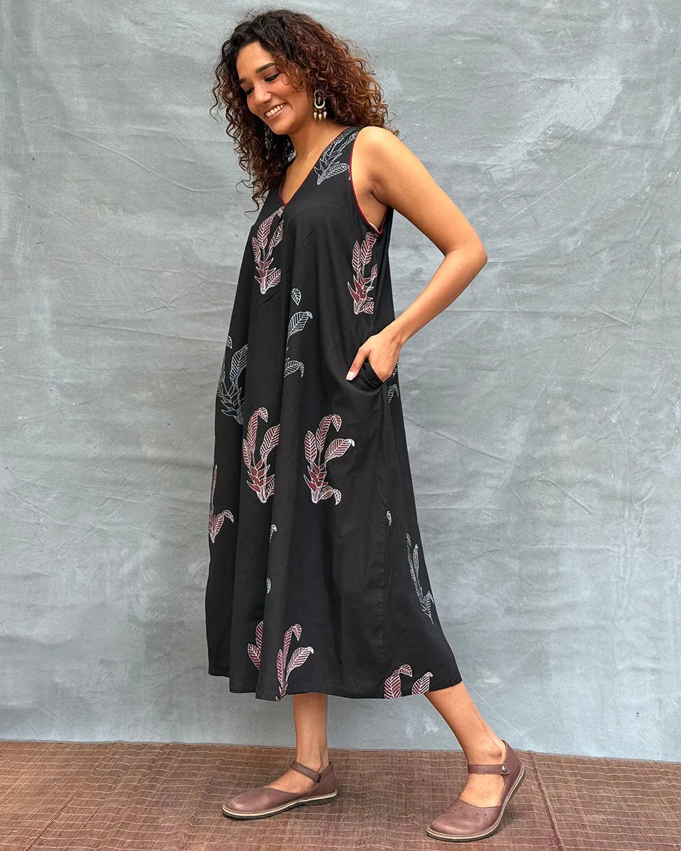 Birds and Bloom Blockprinted Cotton Dress